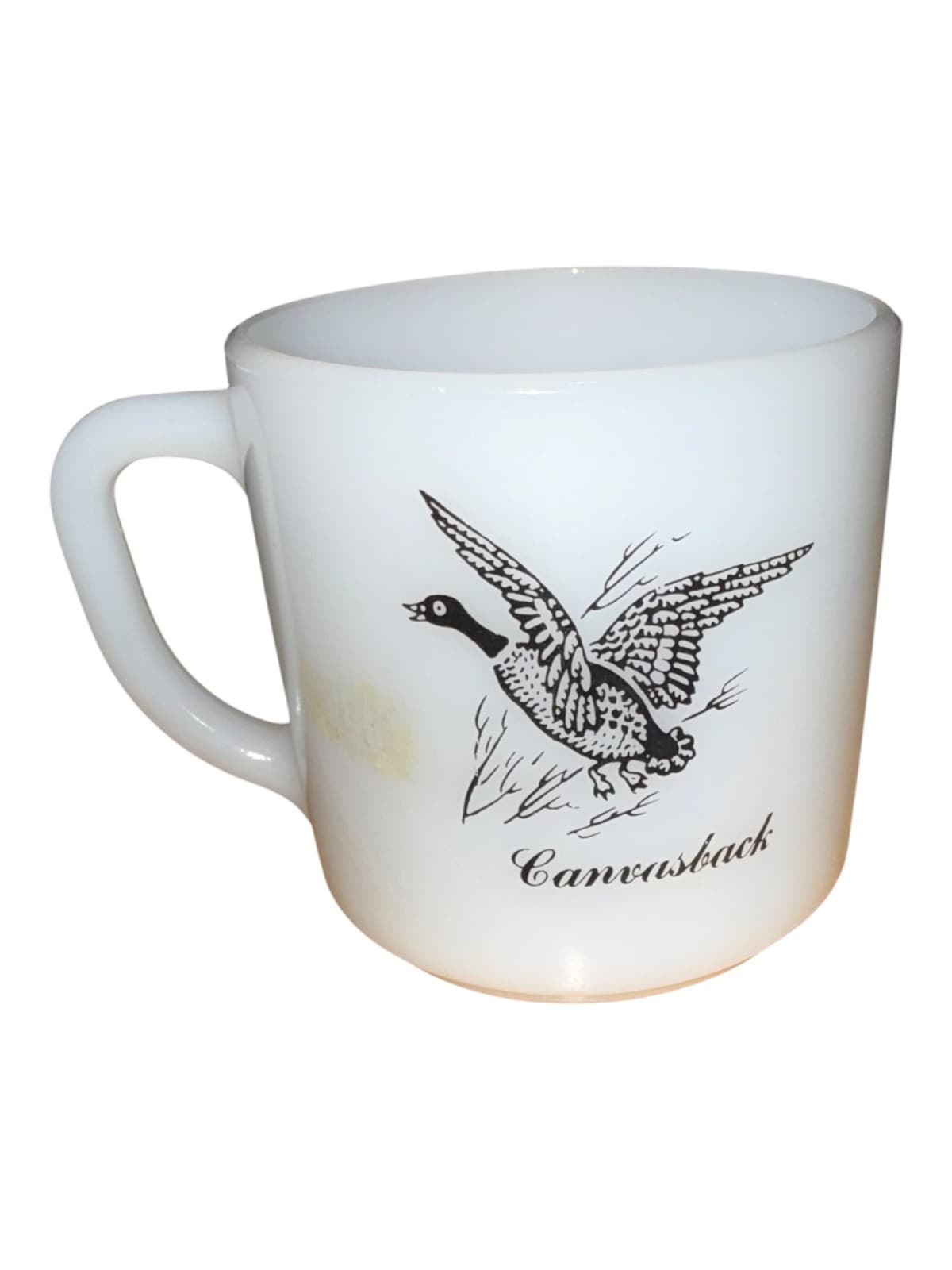 Vintage Federal Glass Canada Goose Duck Milk Glass Coffee Mug - Thumbnail 2