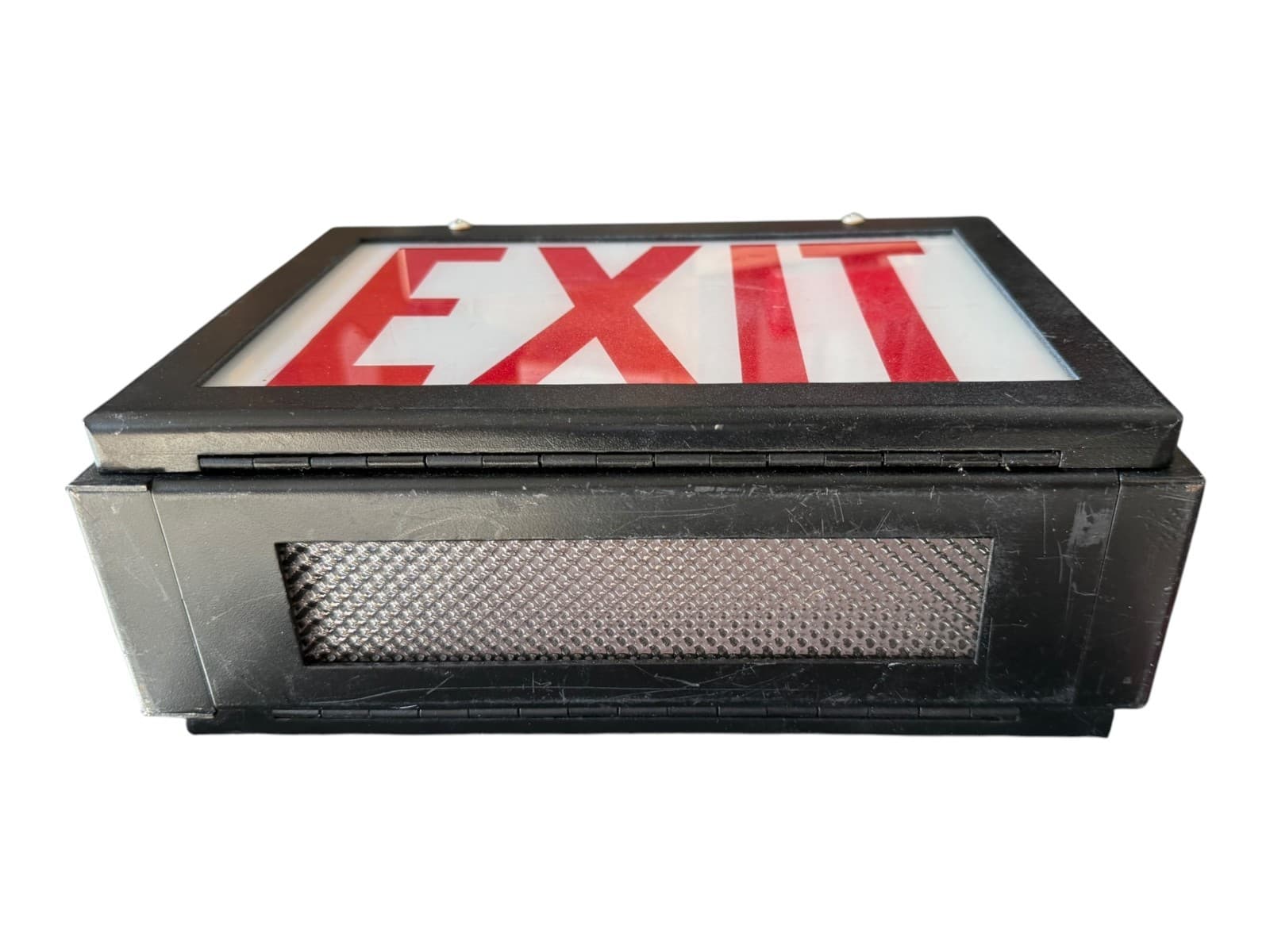 Vintage Lighted EXIT Sign Box Industrial Emergency Fixture Cast Metal - Thumbnail 5