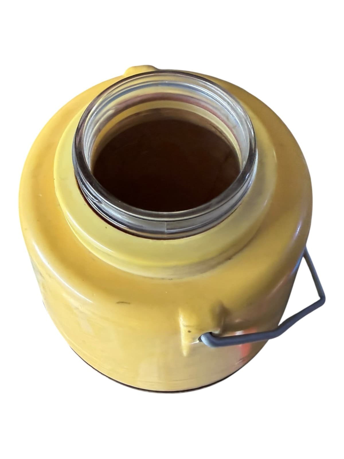 Vintage Yellow Plastic Insulated Thermos Drink Jug Cooler With Cup Lid - Thumbnail 4