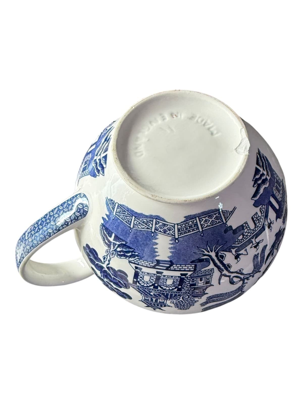 Vintage Johnson Brothers Blue White Willow Pattern Ceramic Pitcher England - Thumbnail 6
