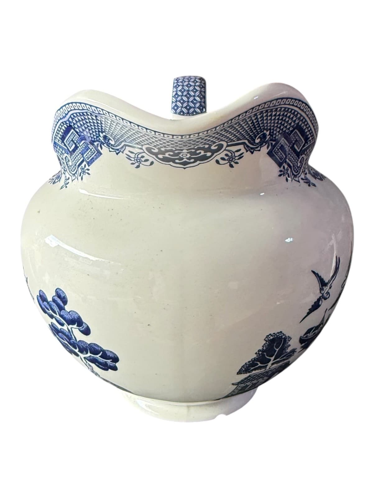Vintage Johnson Brothers Blue White Willow Pattern Ceramic Pitcher England - Thumbnail 4