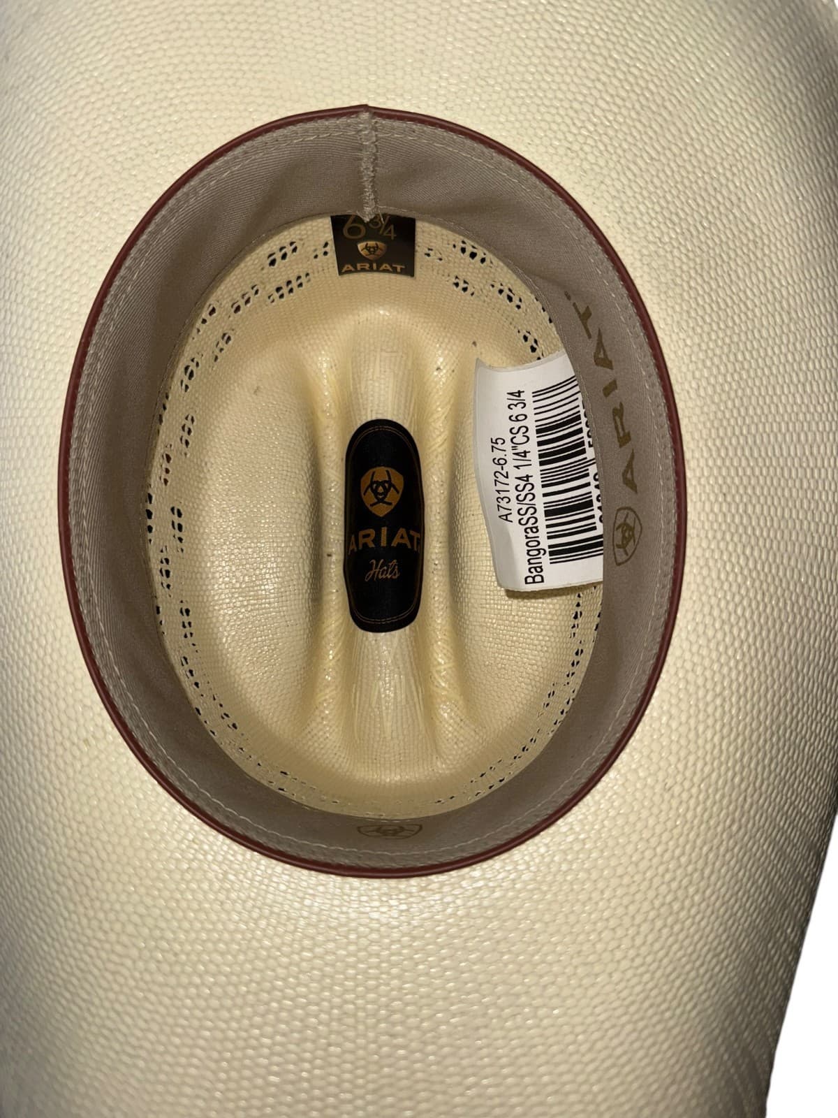 Ariat Bangora Straw Western Cattleman Cowboy Hat Men's Size 6 3/4 Beige - Thumbnail 9