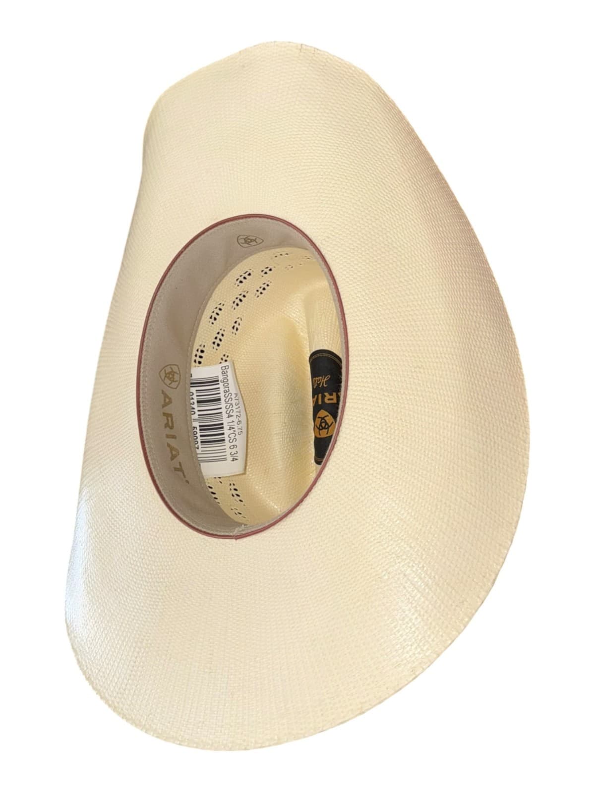Ariat Bangora Straw Western Cattleman Cowboy Hat Men's Size 6 3/4 Beige - Thumbnail 7