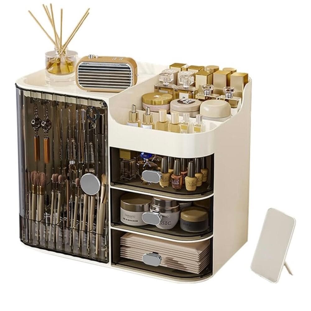 Cosmetics Display Case with Mirror, Large Capacity Cosmetic Storage Box - Thumbnail 8
