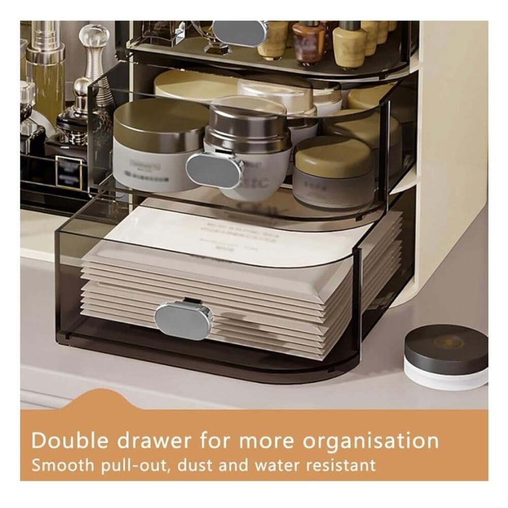 Cosmetics Display Case with Mirror, Large Capacity Cosmetic Storage Box - Thumbnail 2