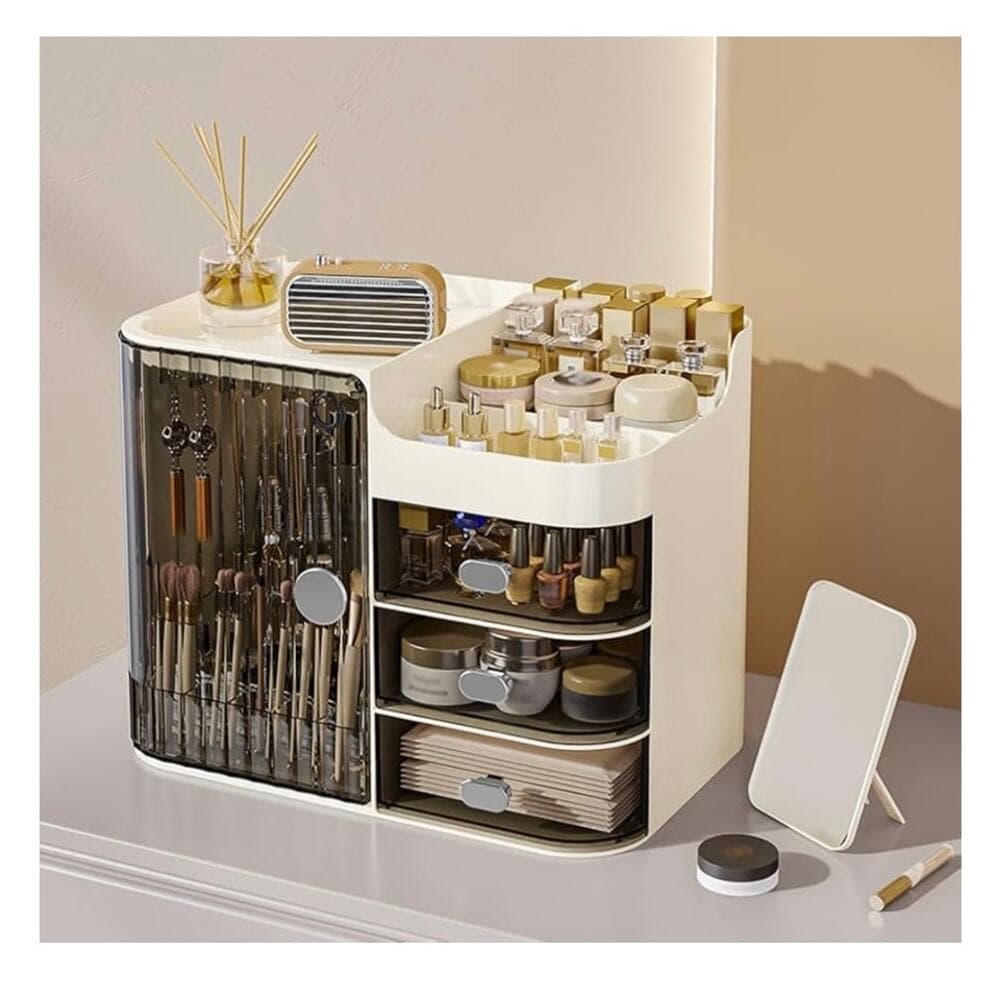 Cosmetics Display Case with Mirror, Large Capacity Cosmetic Storage Box - Thumbnail 6
