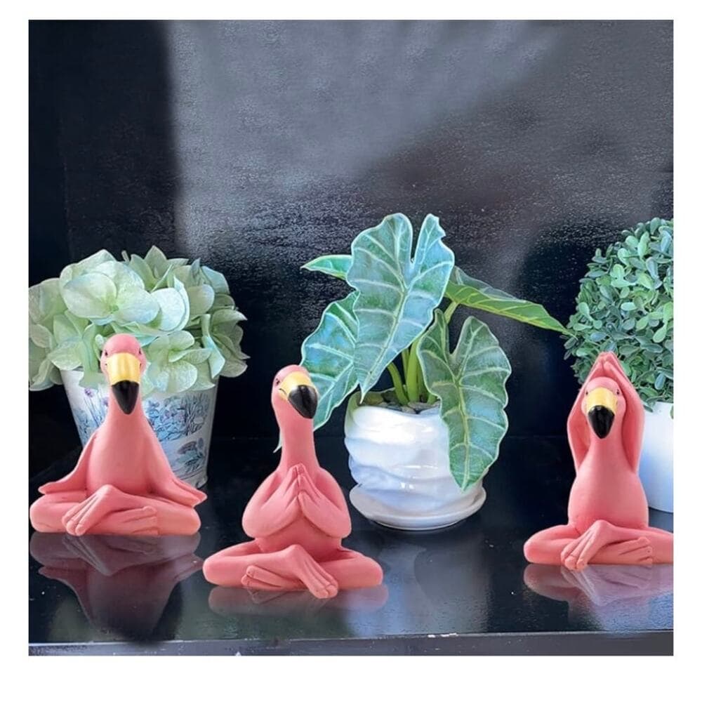 Mini Yoga Flamingo Figurines New - Thumbnail 4