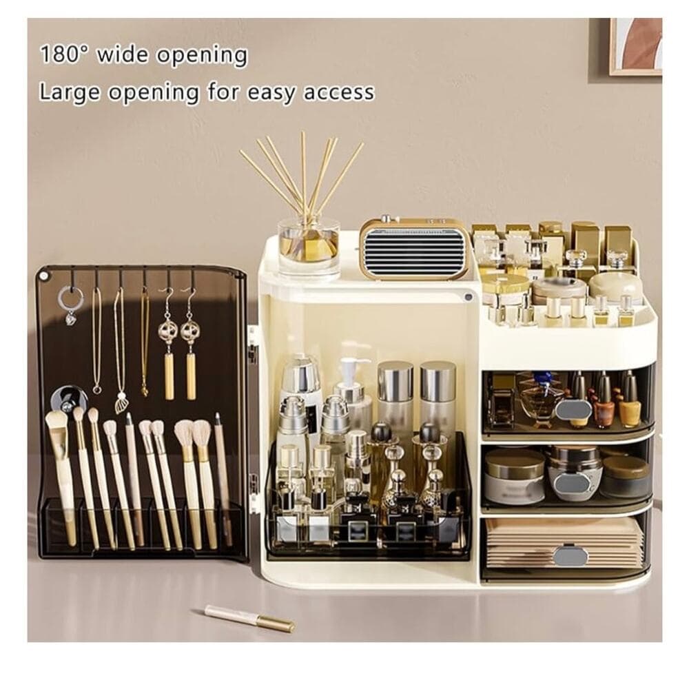 Cosmetics Display Case with Mirror, Large Capacity Cosmetic Storage Box - Thumbnail 5