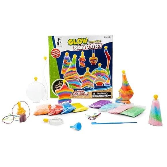 Sand Art Kit for Kids, Glow in the Dark Sand Art Bottles and Necklaces - Thumbnail 11