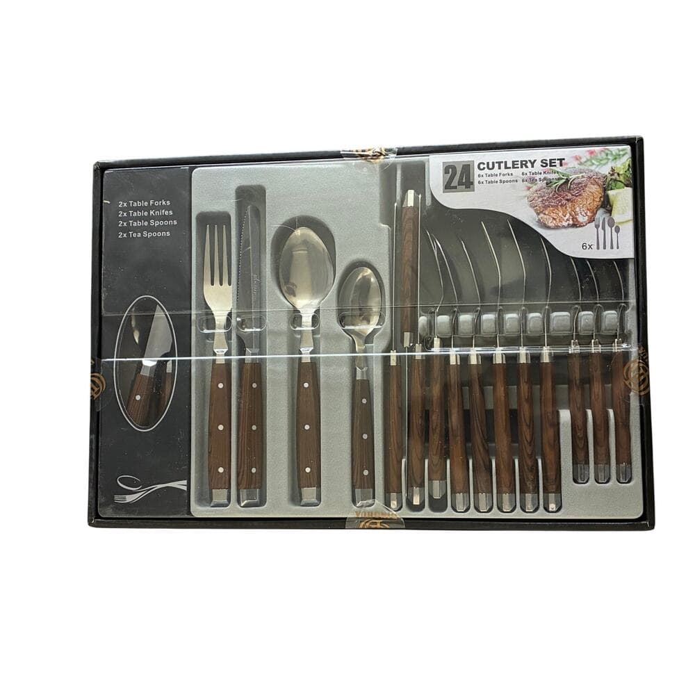 24 Cutlery Set Brown Bran New