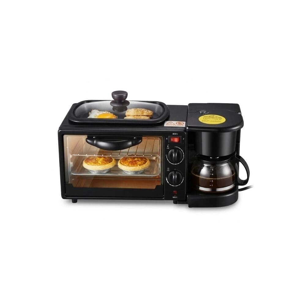 3-in-1 Breakfast Station with Coffee Maker, Non-Stick Griddle & Toaster Oven