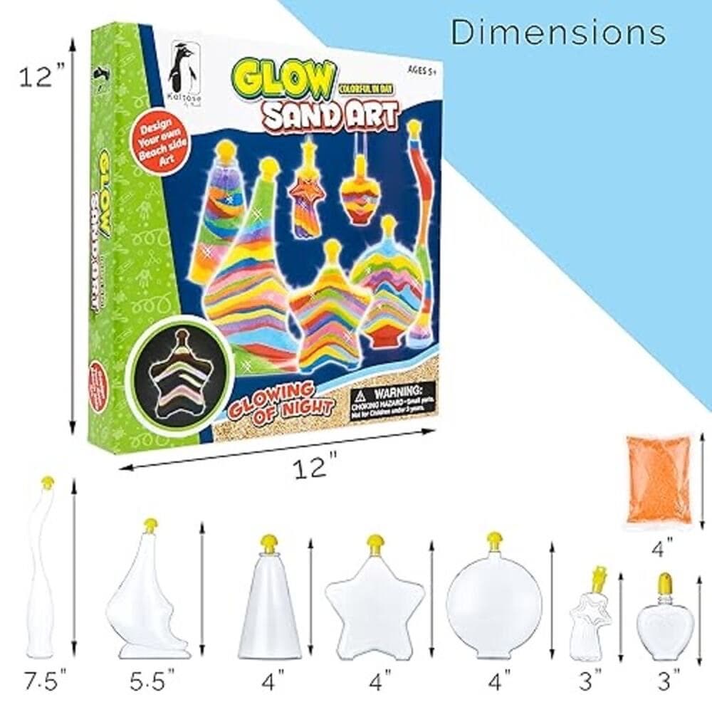 Sand Art Kit for Kids, Glow in the Dark Sand Art Bottles and Necklaces - Thumbnail 3