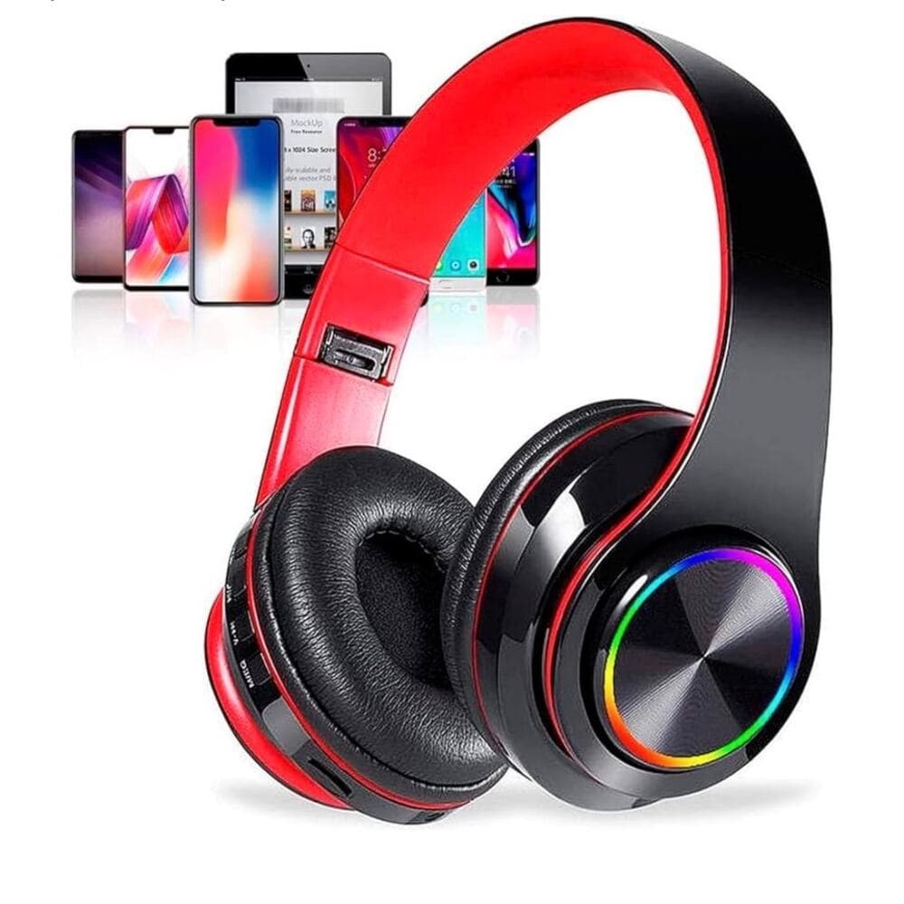 Bluetooth Over Ear Headphones, LED Lights Headphones with Built-in Mic B39 - Thumbnail 9