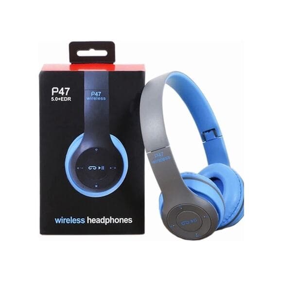 P47 Wireless Over Ear 5.0+EDR Headphones Blue - Thumbnail 5