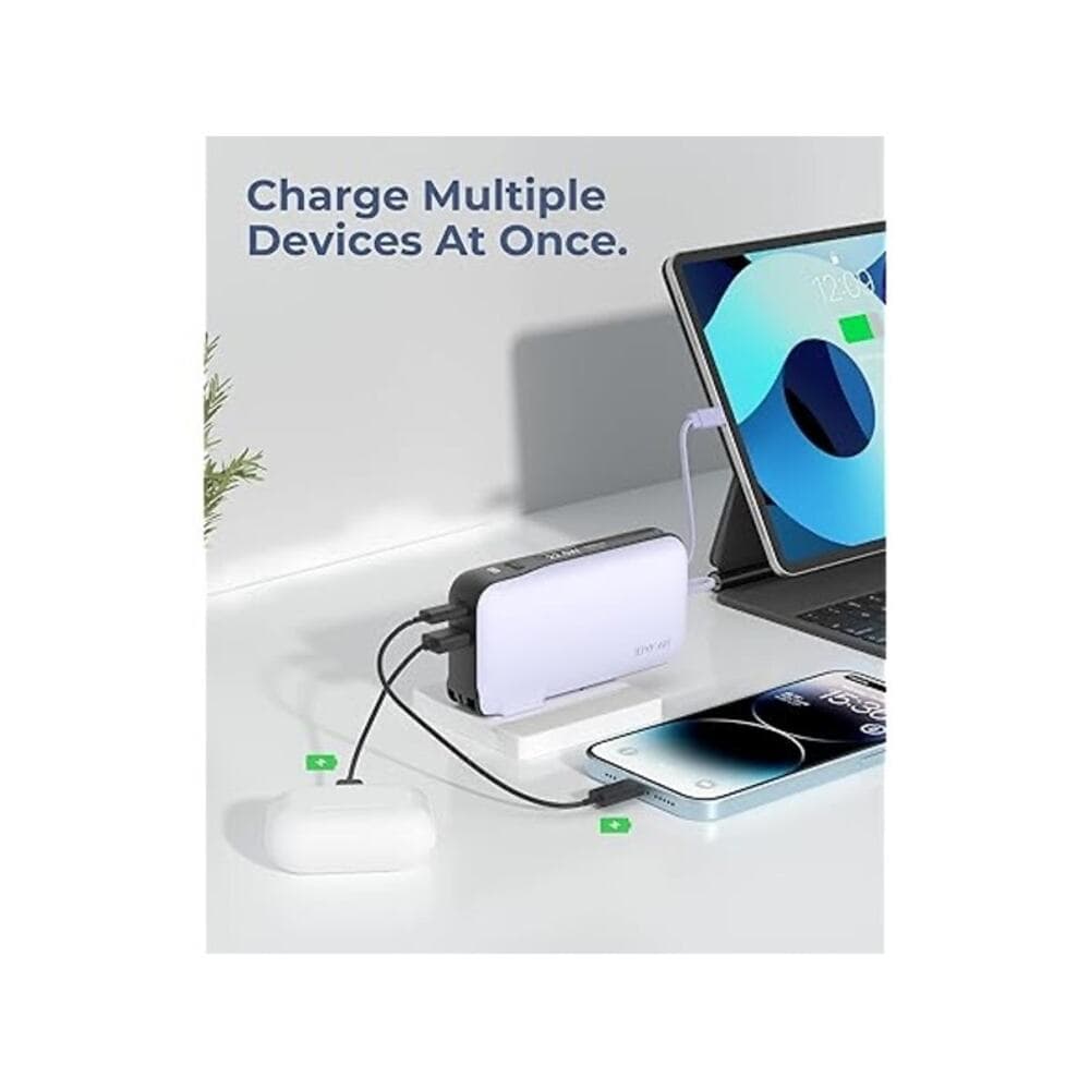 JOYFAR 10,000mAh Powerbank w/AC Plug and Built-in Cables - Thumbnail 6