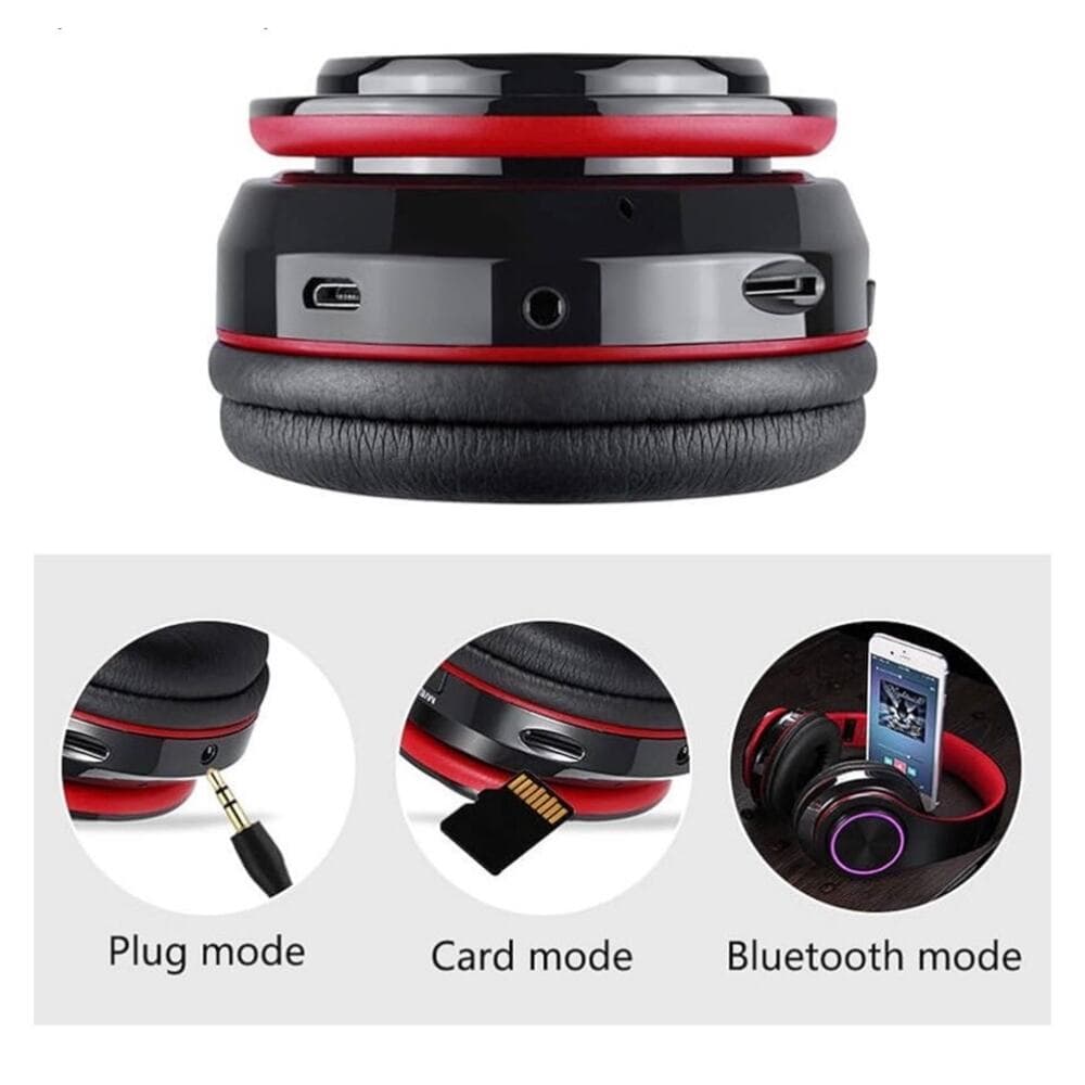 Bluetooth Over Ear Headphones, LED Lights Headphones with Built-in Mic B39 - Thumbnail 2