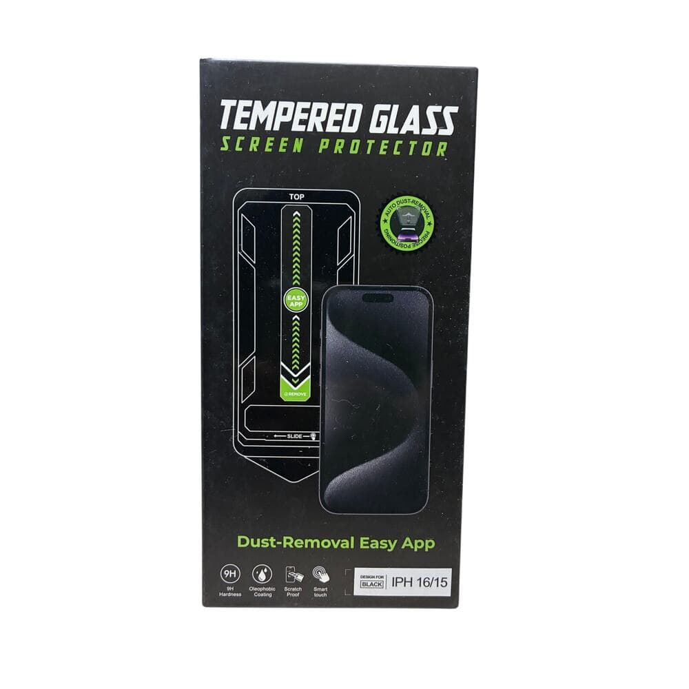 Tempered Glass Screen Protector Dust-Removal Easy App For IPhone 15/16