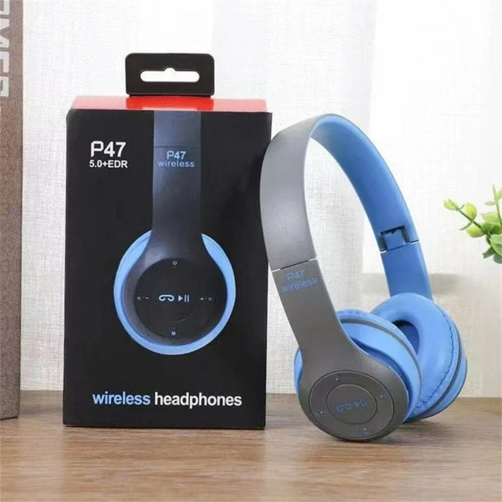 P47 Wireless Over Ear 5.0+EDR Headphones Blue