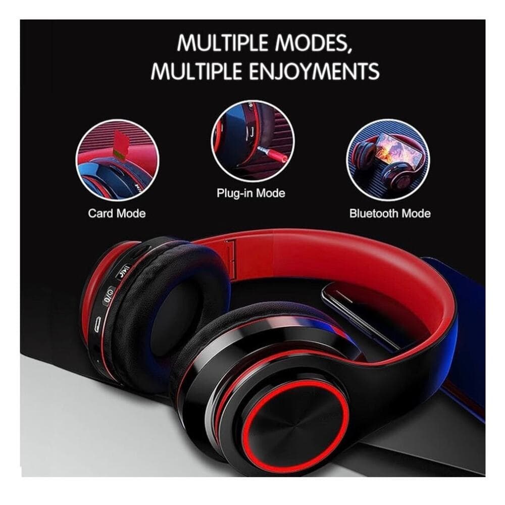 Bluetooth Over Ear Headphones, LED Lights Headphones with Built-in Mic B39 - Thumbnail 5