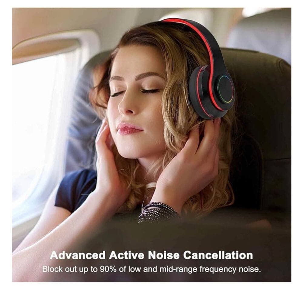 Bluetooth Over Ear Headphones, LED Lights Headphones with Built-in Mic B39 - Thumbnail 6