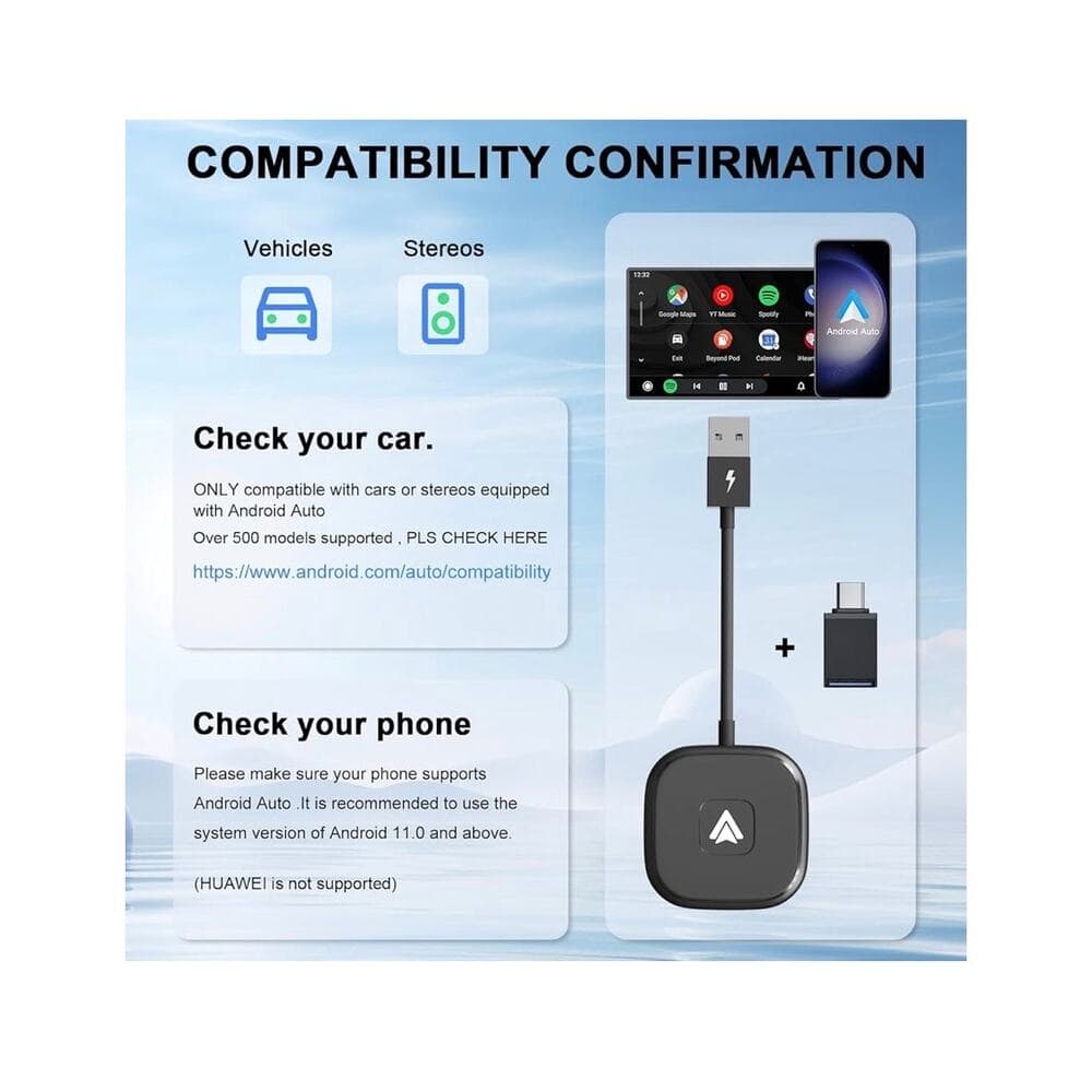 Android Auto Wireless Adapter for Wired Android Auto Cars - Thumbnail 2