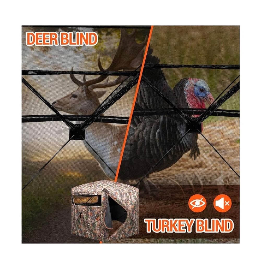 FUNHORUN Hunting Blind 270/360 Degree See Through Ground Blind，2/3 Person Tent - Thumbnail 4