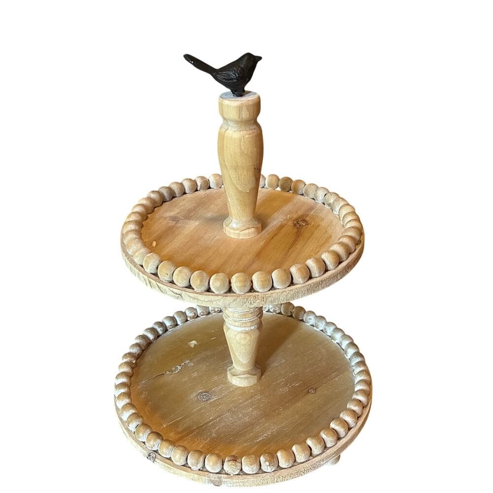 MINI BEADED TWO TIERED STAND - Thumbnail 4