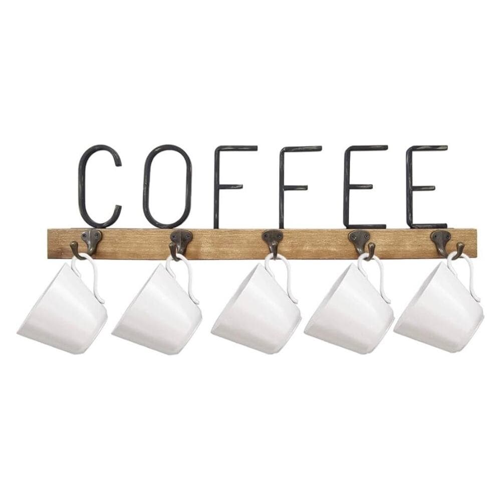 Vintage Farmhouse Metal Tube Letter Coffee Sign Coffee Mugs Rack - Thumbnail 8