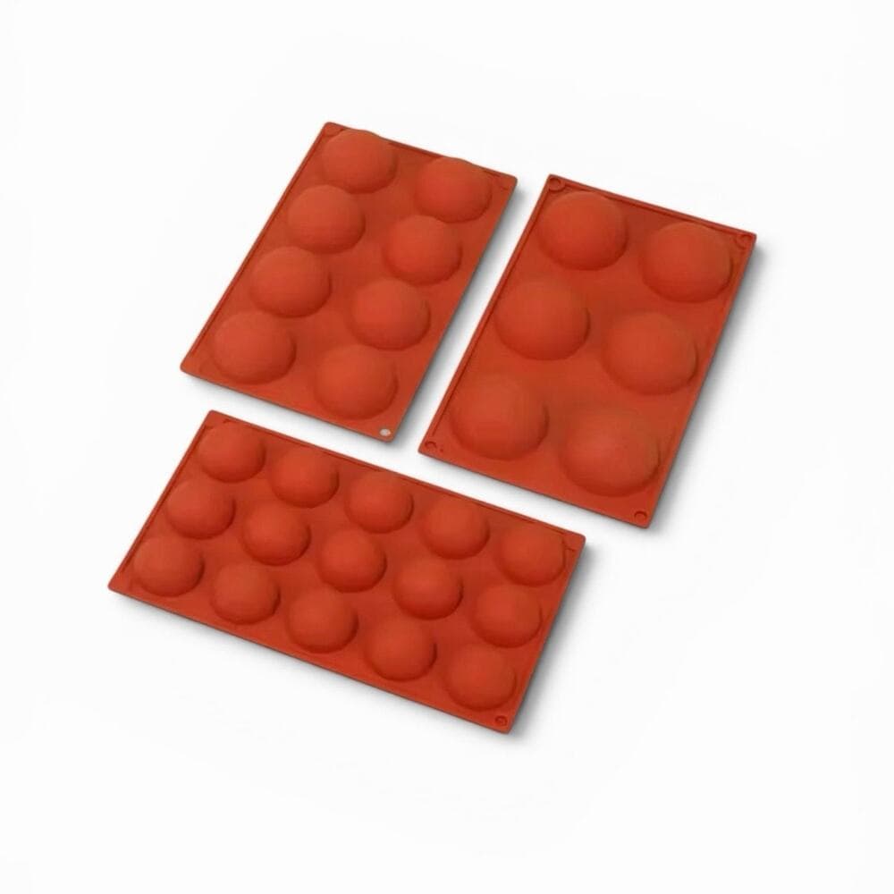 3 Piece Holes Half Ball Sphere Round Silicone Mold 3D Brownie Pudding Mousse - Thumbnail 8