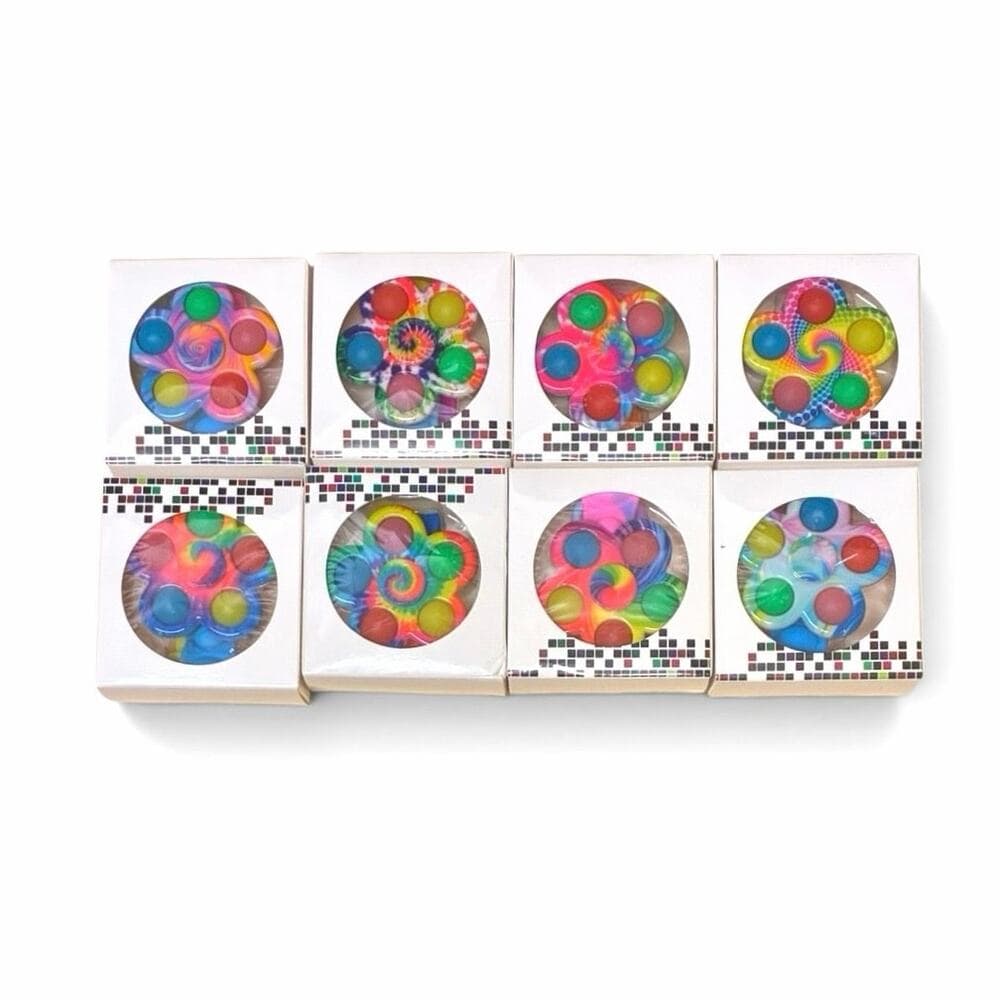 8 Tie-Dye Light Up Fidget Spinner Pop Toy - Thumbnail 3