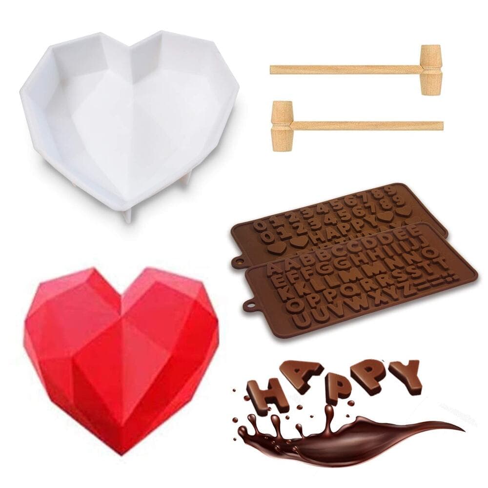 3D Love Heart Diamond Shaped Chocolate Molds Tools Bakeware Cake Mold Handmade - Thumbnail 2