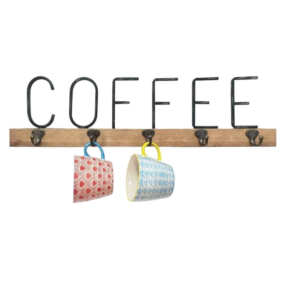 Vintage Farmhouse Metal Tube Letter Coffee Sign Coffee Mugs Rack - Thumbnail 7