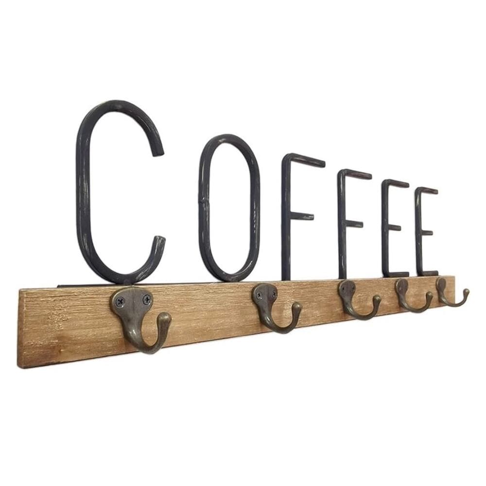 Vintage Farmhouse Metal Tube Letter Coffee Sign Coffee Mugs Rack - Thumbnail 2