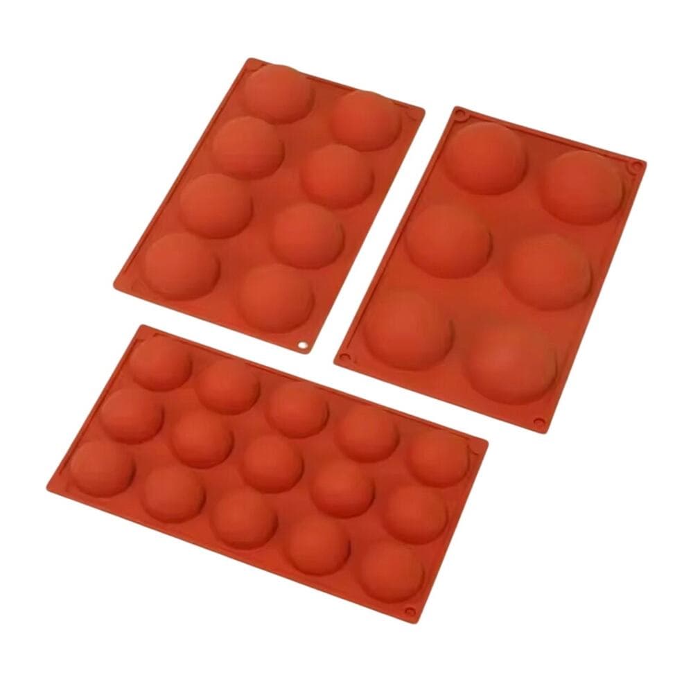 3 Piece Holes Half Ball Sphere Round Silicone Mold 3D Brownie Pudding Mousse - Thumbnail 7