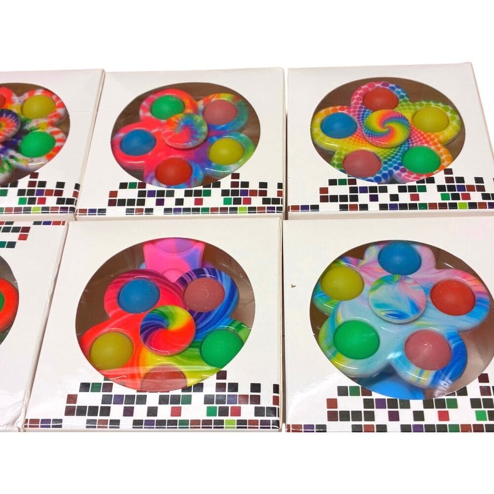 8 Tie-Dye Light Up Fidget Spinner Pop Toy - Thumbnail 2