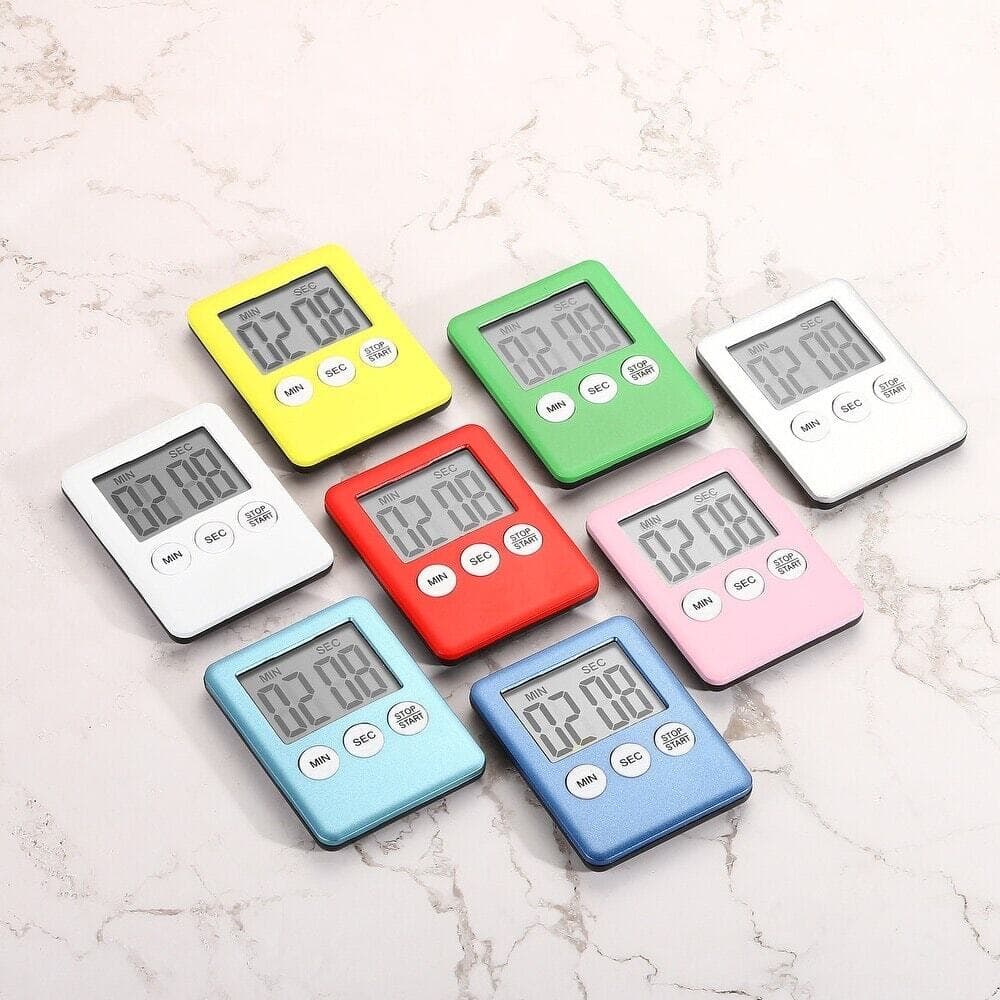 Digital Timer,2Pcs Small Count Down/UP Clock with Magnetic,Kitchen Timer White - Thumbnail 4