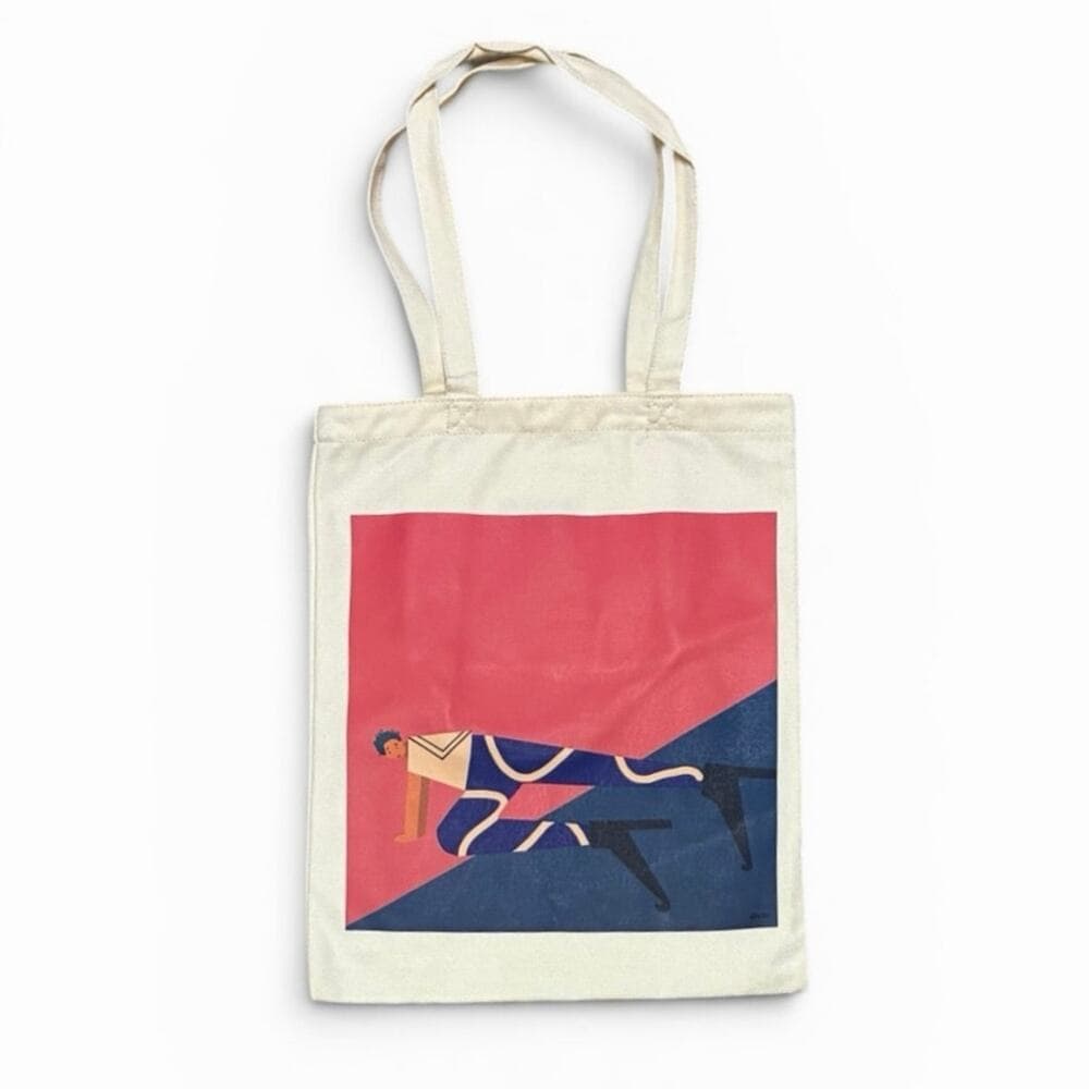 black tote bag featuring an artistic graphic print 13” W X 17” L - Thumbnail 4