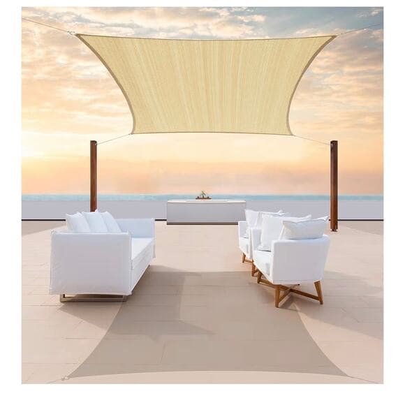 Size 6' x 8' Beige Sun Shade Sail Canopy Block Rectangle - Thumbnail 10