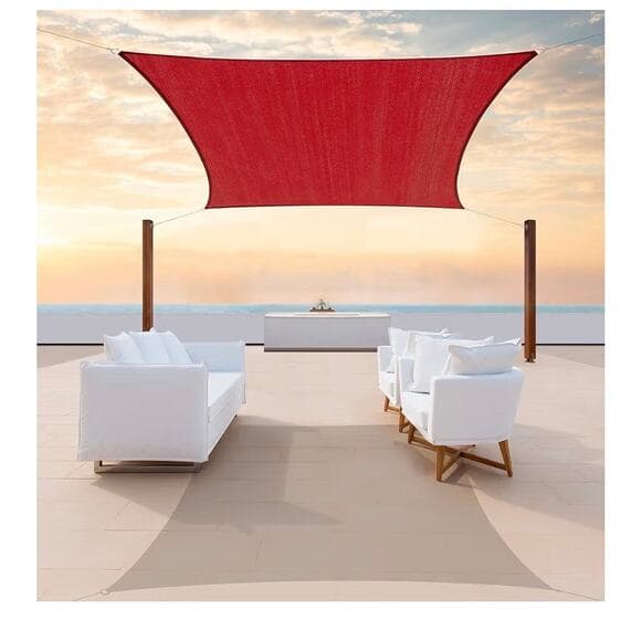 10” x 14' Red Sun Shade Sail Rectangle Canopy Mesh Fabric UV Block - Thumbnail 6