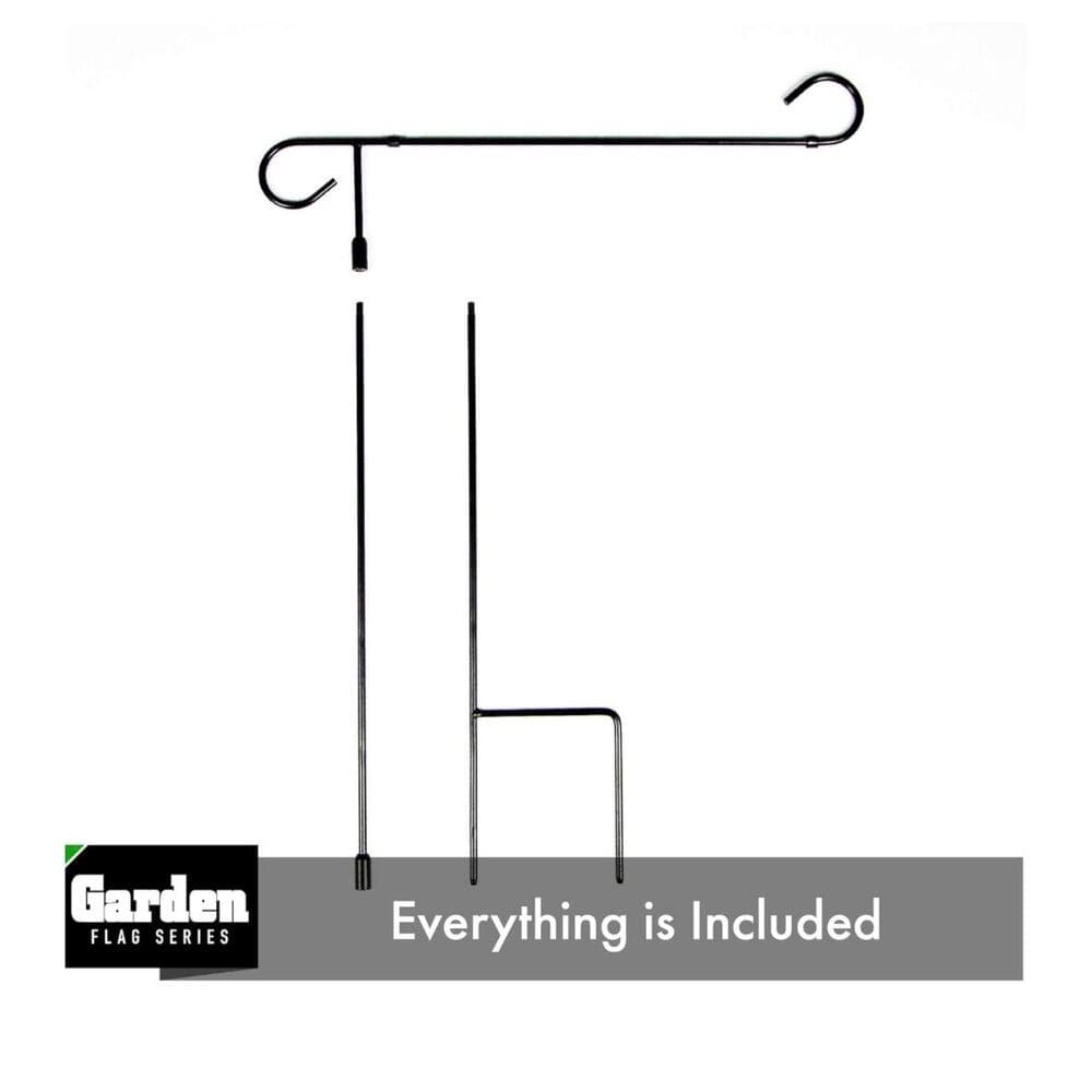 39” black wrought iron garden flag stands designed for displaying outdoor yard