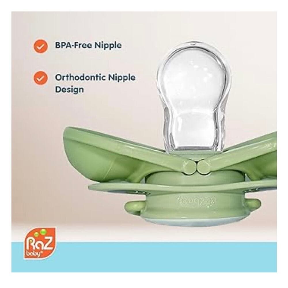RaZbaby Keep-It-Kleen Baby Pacifier 2-Pack Closes When Dropped