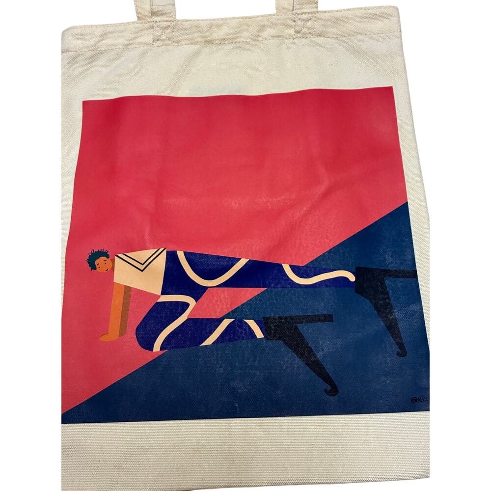 black tote bag featuring an artistic graphic print 13” W X 17” L - Thumbnail 3