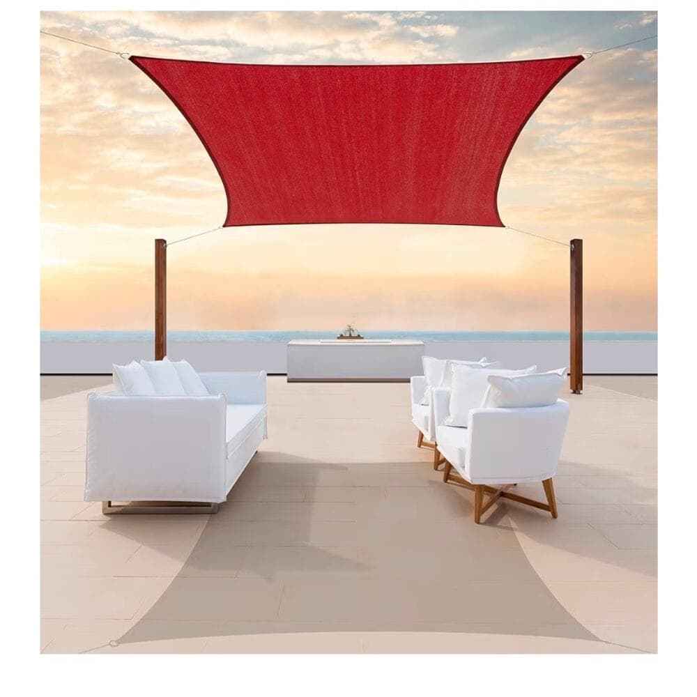 10” x 14' Red Sun Shade Sail Rectangle Canopy Mesh Fabric UV Block - Thumbnail 5