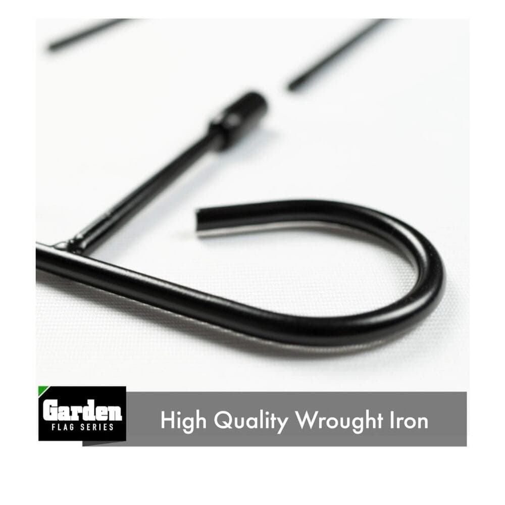39” black wrought iron garden flag stands designed for displaying outdoor yard - Thumbnail 2