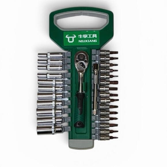 29-Piece 1/4" Socket Wrench Ratchet Set CR-V Steel Hand Tool Kit for Car & Home - Thumbnail 7
