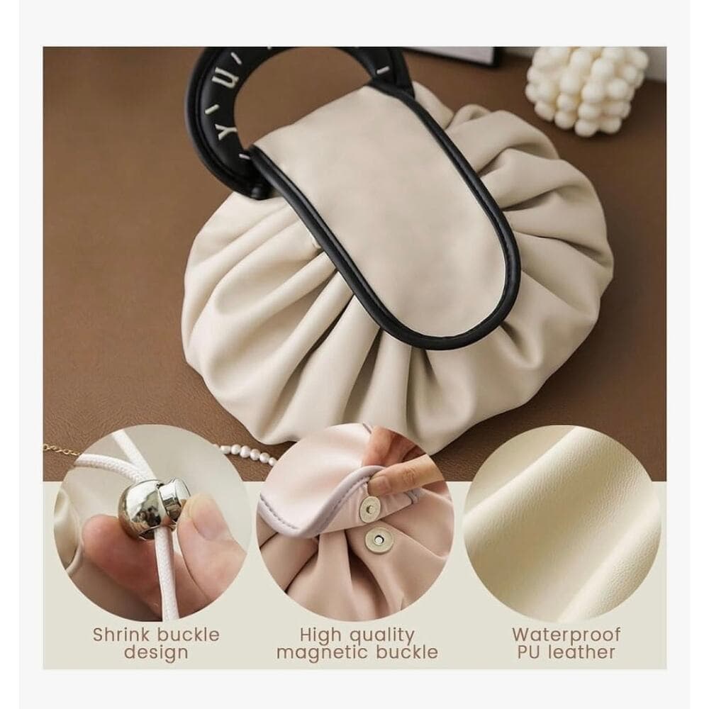 Drawstring Makeup Bag, Large Cosmetic Bag Travel Makeup Organization Case - Thumbnail 3