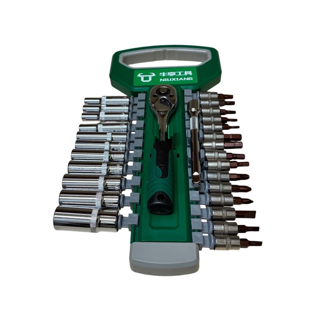 29-Piece 1/4" Socket Wrench Ratchet Set CR-V Steel Hand Tool Kit for Car & Home - Thumbnail 3