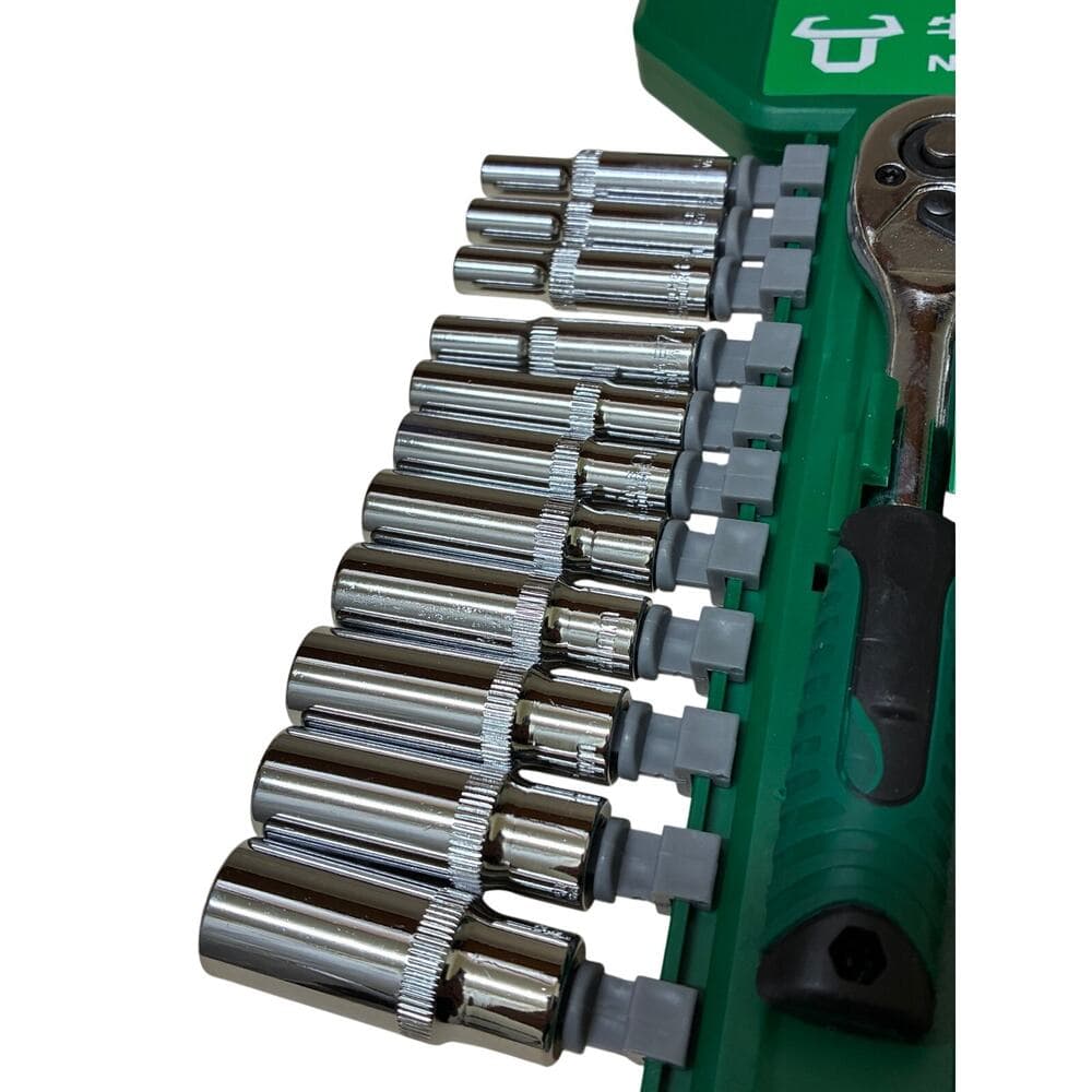 29-Piece 1/4" Socket Wrench Ratchet Set CR-V Steel Hand Tool Kit for Car & Home - Thumbnail 2