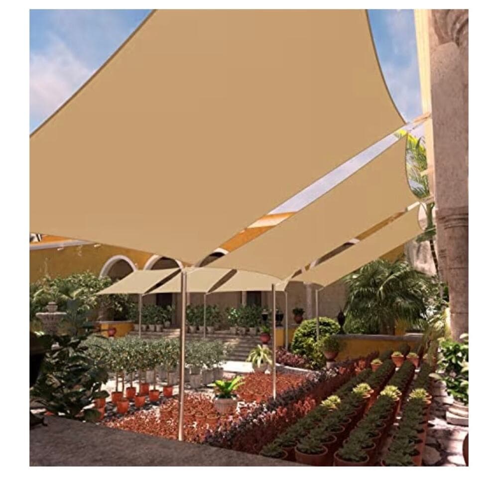 Size 6' x 8' Beige Sun Shade Sail Canopy Block Rectangle - Thumbnail 6