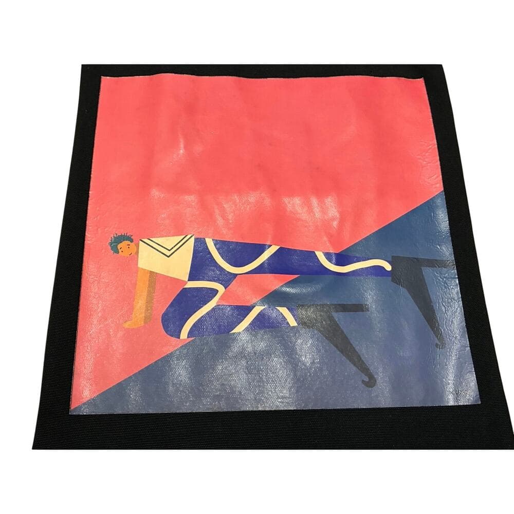 black tote bag featuring an artistic graphic print 13” W X 17” L